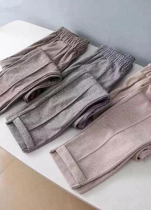 Стильні жіночі штани вовняні, трендові теплі штани з кишенями кашемір 42-44,44-463 фото