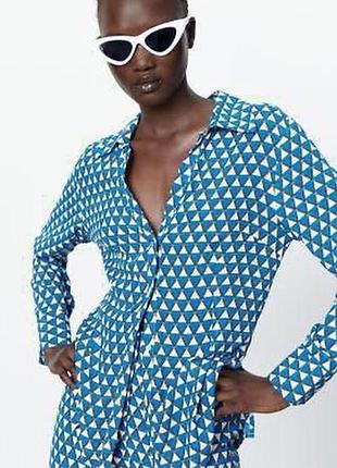 Рубашка в принт из вискозы zara