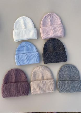 Базові теплі жіночі  шапки шерсть та ангора