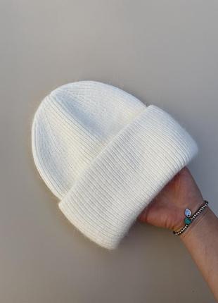 Базові теплі жіночі  шапки шерсть та ангора3 фото