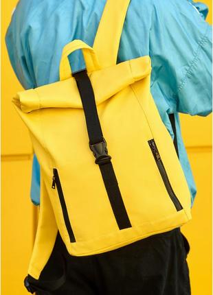 Мужской городской рюкзак роллтоп ролл желтый из экокожи rolltop lzt с отделением для ноутбука