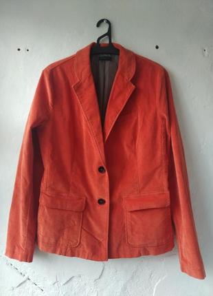 Новый оранжевый вельветовый пиджак benetton