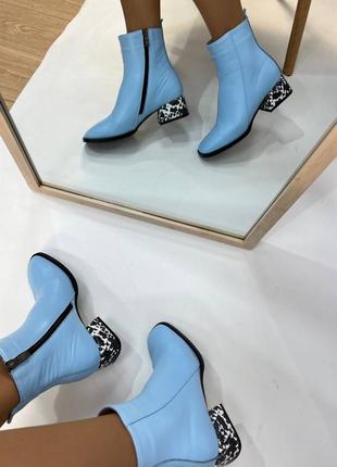 Ботинки ботиночки кожаные зимние демисезонные голубые цвет по выбору5 фото
