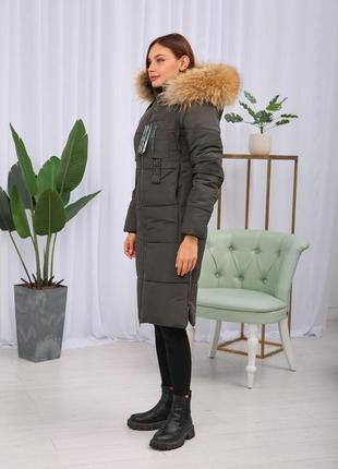 Зимняя женская куртка с натуральным мехом енота finland. бесплатная доставка.6 фото