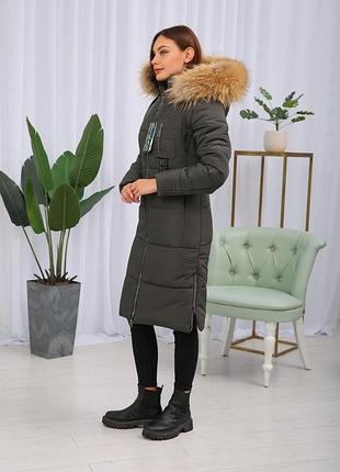 Зимняя женская куртка с натуральным мехом енота finland. бесплатная доставка.4 фото