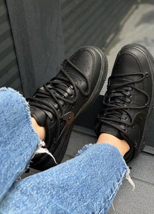 Nike airforce black custom 2.0 унісекс жіночі чоловічі чорні кросівки найк форс кастом демі ексклюзив черные неформальные мужские женские кроссовки