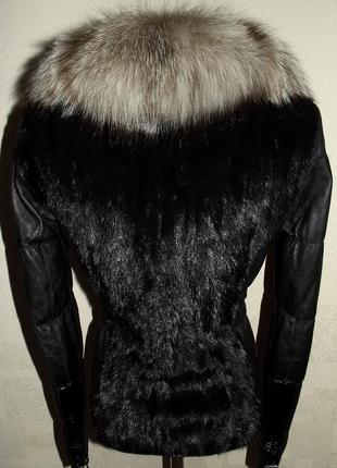 Кожаная куртка с норкой + чернобурка . норковая шуба р.46-482 фото