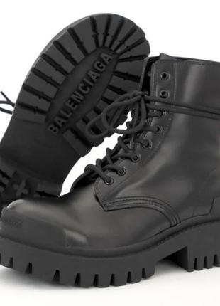 Жіночі черевики balenciaga strike lace-up boot, шкіра, чорний, в'єтнам