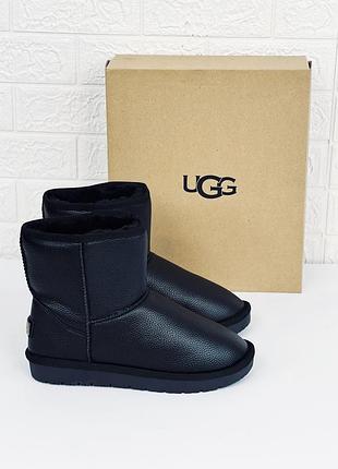 Кожаные мужские женские унисекс угги на молнии mini ugg leather шкіряні уггі