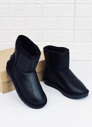 Кожаные мужские женские унисекс угги на молнии mini ugg leather шкіряні уггі6 фото