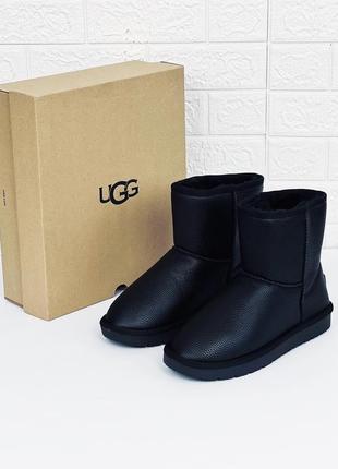 Кожаные мужские женские унисекс угги на молнии mini ugg leather шкіряні уггі10 фото