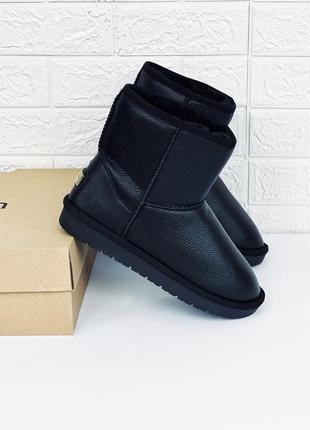 Кожаные мужские женские унисекс угги на молнии mini ugg leather шкіряні уггі7 фото