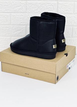 Кожаные мужские женские унисекс угги на молнии mini ugg leather шкіряні уггі4 фото