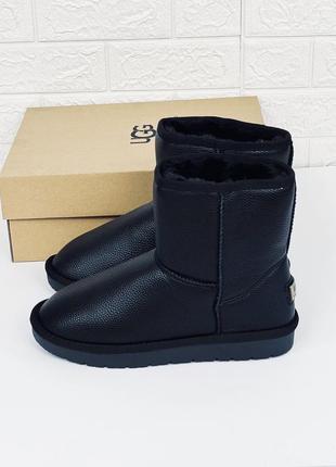 Кожаные мужские женские унисекс угги на молнии mini ugg leather шкіряні уггі9 фото