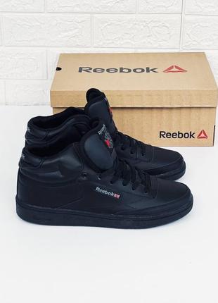 Кросівки хайтопи чоловічі reebok classic black кросівки чоловічі осінні шкіряні чорні рибок класичний