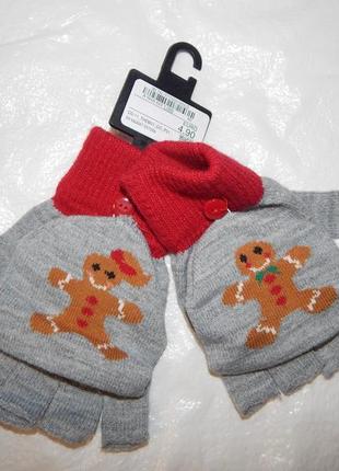 Перчатки-варежки вязаные одинарные c&a, германия