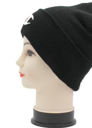 Мужская/женская шапка puma черная теплая, вязаная шапка пума черная с отворотом на зиму/осень унисекс2 фото