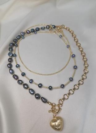 Кольє з перлин и ланцюжка / колье из жемчуга и цепочки 4