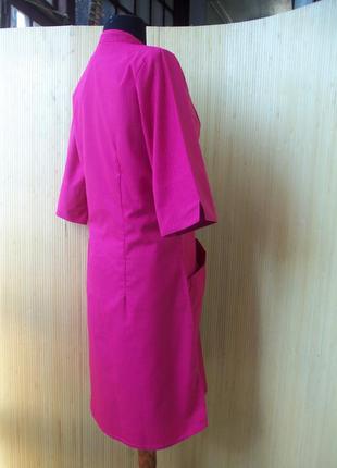 Розовое платье халат с карманами с воротником3 фото
