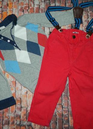9-12 месяцев комплект набор нарядный бодик и штаны на подтяжках на мальчика h&m1 фото