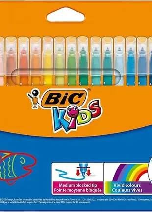 Набір змиваючих фломастерів bic kids kid couleur felt tip colouring pens 24 шт.