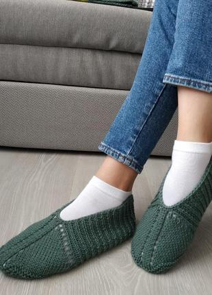 В'язані тапочки-шкарпетки вязанные тапочки носки