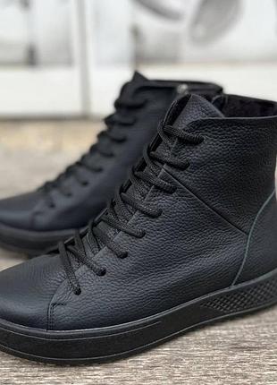Мужские кожаные зимние ботинки