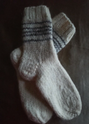 Теплые детские шерстяные носки, ручная работа1 фото
