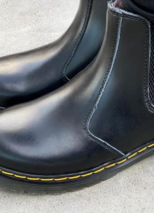 Dr.martens chelsea black fur женские зимние сапожки доктор мартинс челси с мехом жіночі сапоги черевики з хутром3 фото