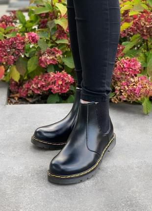 Dr.martens chelsea black fur женские зимние сапожки доктор мартинс челси с мехом жіночі сапоги черевики з хутром2 фото