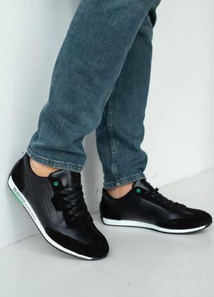 Мужские кроссовки кожаные весенне-осенние черные emirro л5 black1 фото