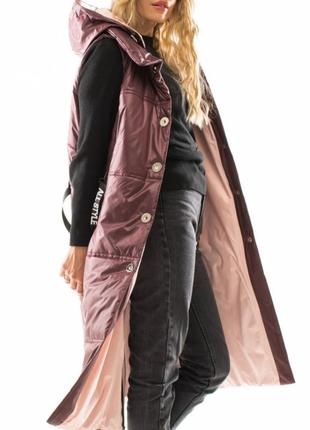 Длинный жилет пальто с капюшоном,безрукавка 💥1 фото
