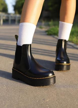 Dr.martens jadon chelsea black lux черевики на високій платформі сапожки доктор мартинс челси на высокой подошве осінь весна сапоги