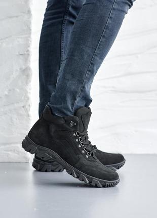 Мужские ботинки кожаные весенне-осенние черные yuves 122