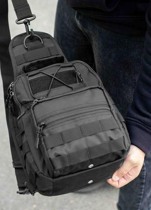 Тактична багатофункціональна нагрудна сумка слінг через плече з системою molle однолямочный рюкз4 фото