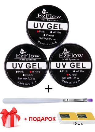 Набор уф.гелей ezflow uv gel для наращивания и укрепления ногтей однофазный1 фото