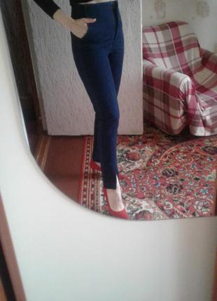Синие джинсы, высокая посадка  (талия) 100% котон1 фото