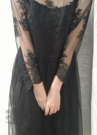 Платье черное с накидкой4 фото