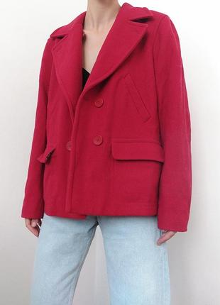 Шерстяне пальто двубортний піджак шерсть lacoste піджак червоний шерсть півпальто шерстяне жакет двубортний блейзер оригінал7 фото