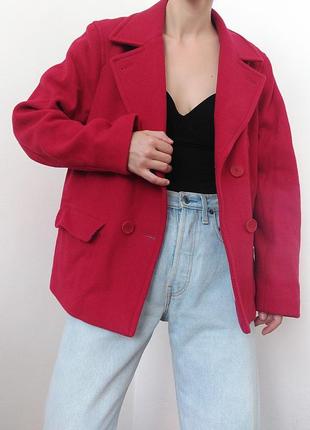 Шерстяне пальто двубортний піджак шерсть lacoste піджак червоний шерсть півпальто шерстяне жакет двубортний блейзер оригінал3 фото