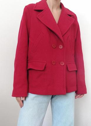 Шерстяне пальто двубортний піджак шерсть lacoste піджак червоний шерсть півпальто шерстяне жакет двубортний блейзер оригінал8 фото