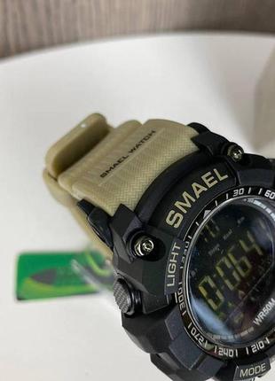 Оригинальные мужские спортивные часы smael 1617 bluetooth smart watch, наручные спорт часы умные водостойкие хаки7 фото