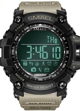 Оригинальные мужские спортивные часы smael 1617 bluetooth smart watch, наручные спорт часы умные водостойкие хаки8 фото