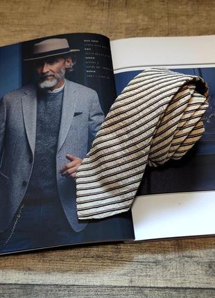 Мужской классический элегантный брендовый беживый в олоску галстук ermenegildo zegna оригинал1 фото