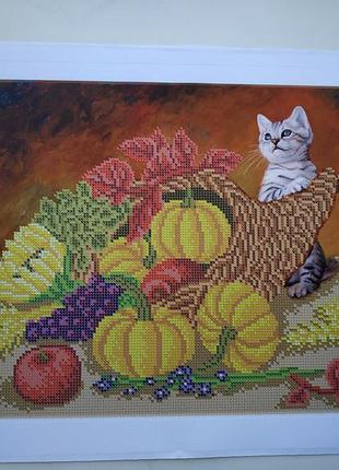 Схема вишивки бісером ріг достатку