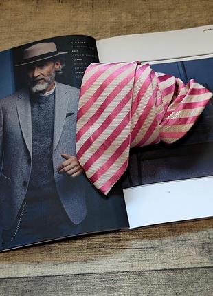 Мужской классический элегантный брендовый розовый в олоску галстук dehavilland
