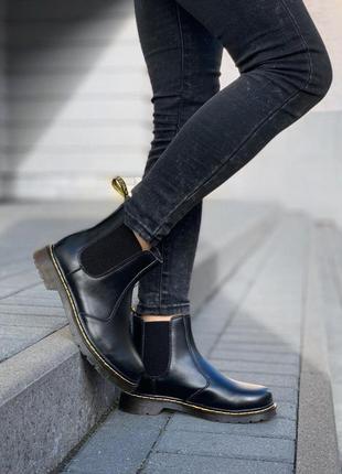 Dr.martens chelsea black жіночі черевики чорні сапоги осінь весна демі женские осенние весна осень демисезон сапожки доктор мартинс челси