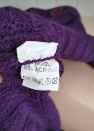Кардиган з капюшоном вовна зима в'язана кофта з рукавами летюча миша жилетка вільного крою кардиган фіолетового кольору6 фото
