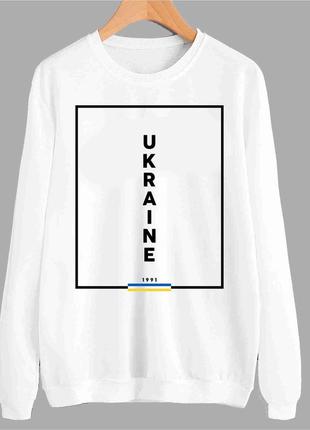 Світшот білий з патріотичним принтом "україна. ukraine. 1991" push it