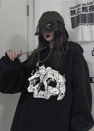 Худі унісекс "cat and skull" 3